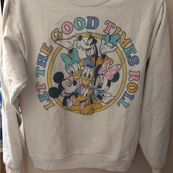 Disney Tops - Disney Cream Crewneck with Black Neckline Detail